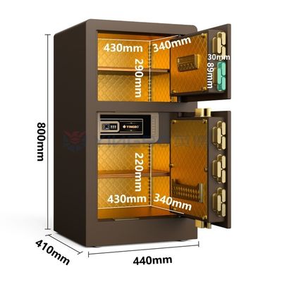 Двухдверный сейф с отпечатками пальцев H31.5in YB/RS-80D Coffee