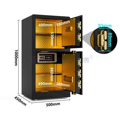 Чёрный двойной дверной дом Умный безопасный сейф H39.5in YB/RS-100D
