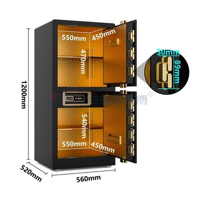 H1200mm Двойная сигнализация Двухдверный сейф биометрический сейф черный