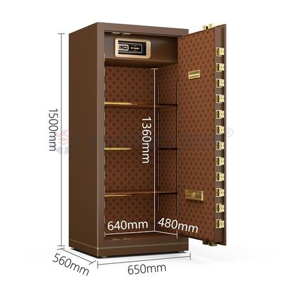 Биометрический ключ от отпечатков пальцев офисный сейф H1500mm YB/N7-150 Кофе ключ от отпечатков пальцев сейф