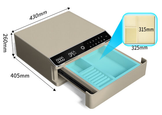 Однослойный кожаный ювелирный сейф с биометрическим замком и стальным корпусом